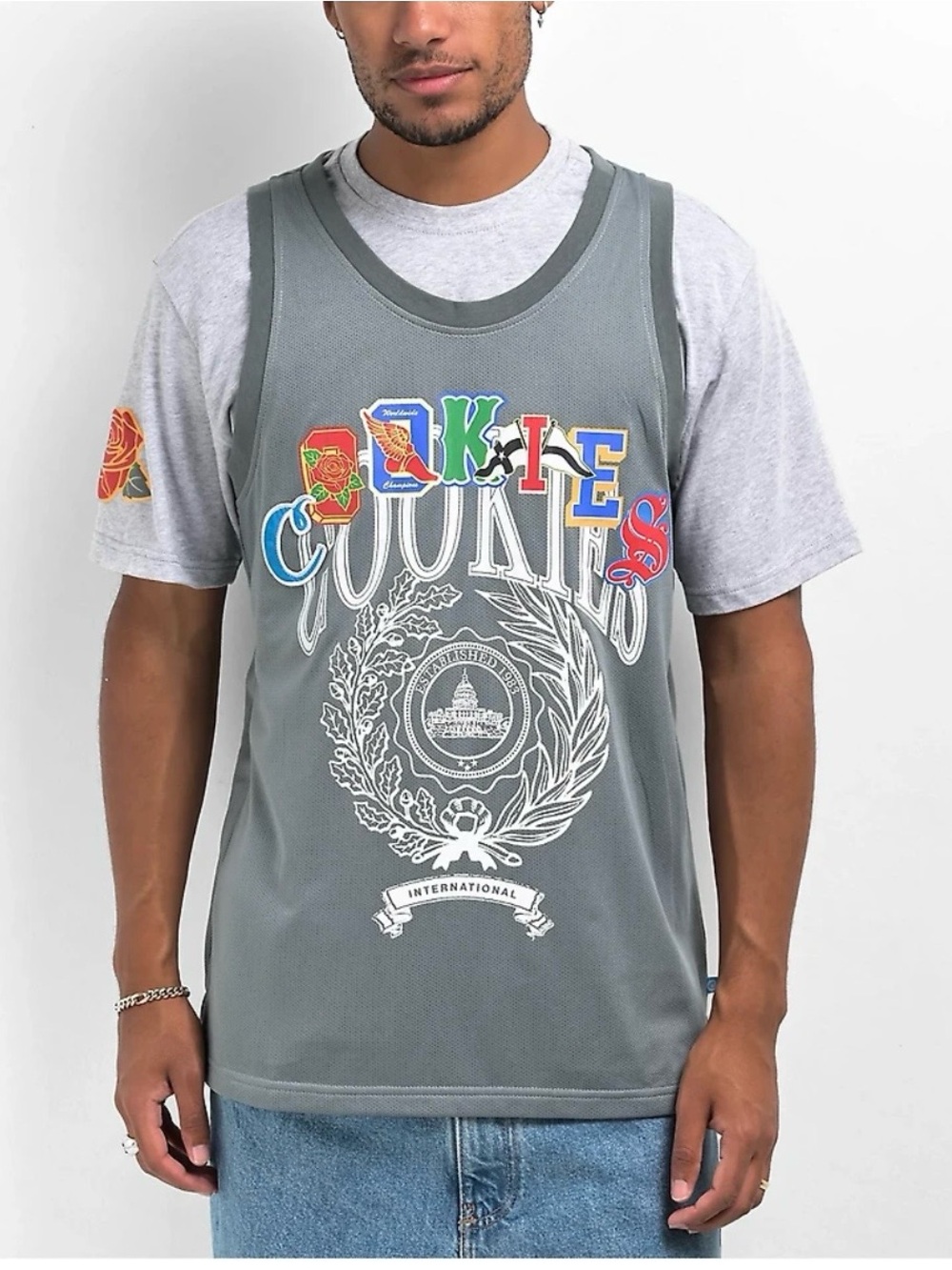 Cookies Men's Gray Graphic Layered Tank Top